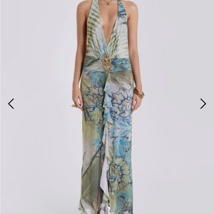 Jaded London Cindy Plunge Dress in Emerald